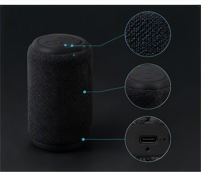蓝牙音箱商品图:锁定网罩与按键