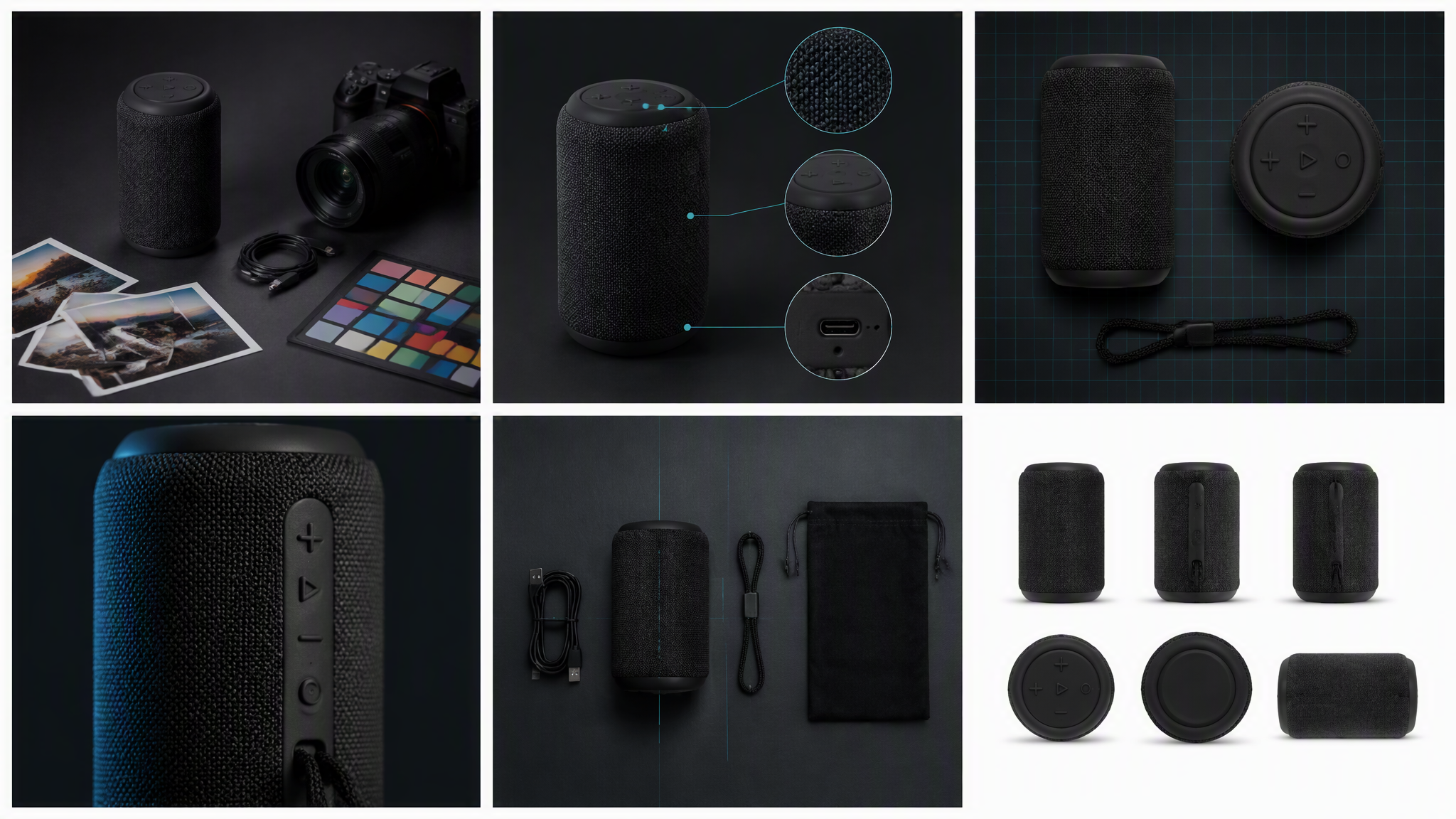 AI 蓝牙音箱商品图六分区制作流程