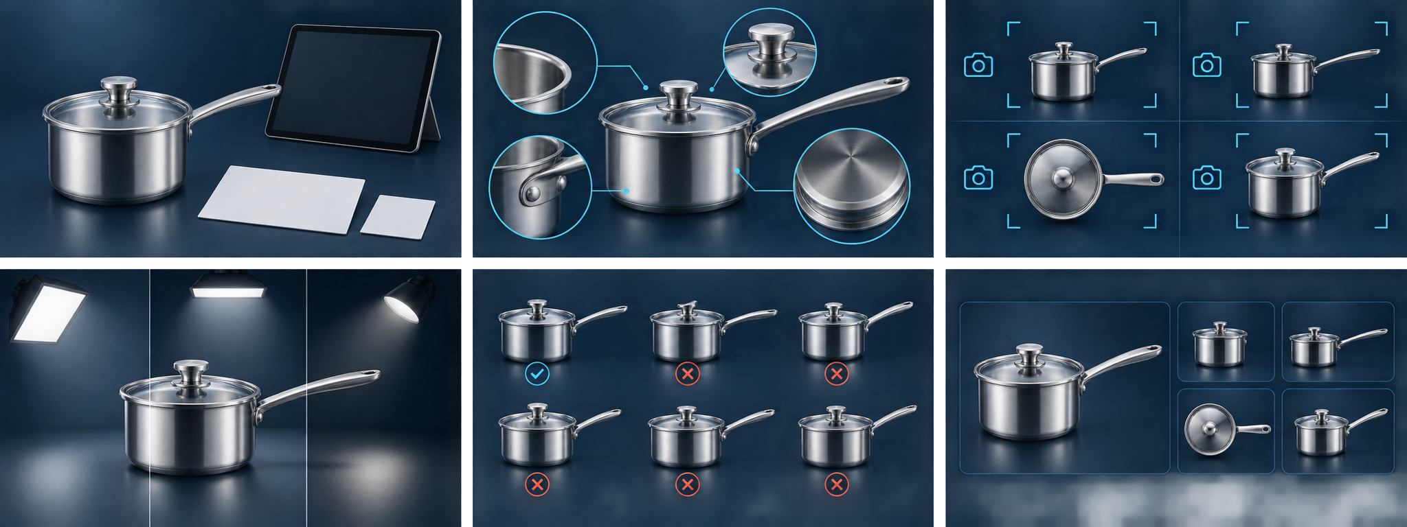 AI 不锈钢锅具商品图六分区制作流程