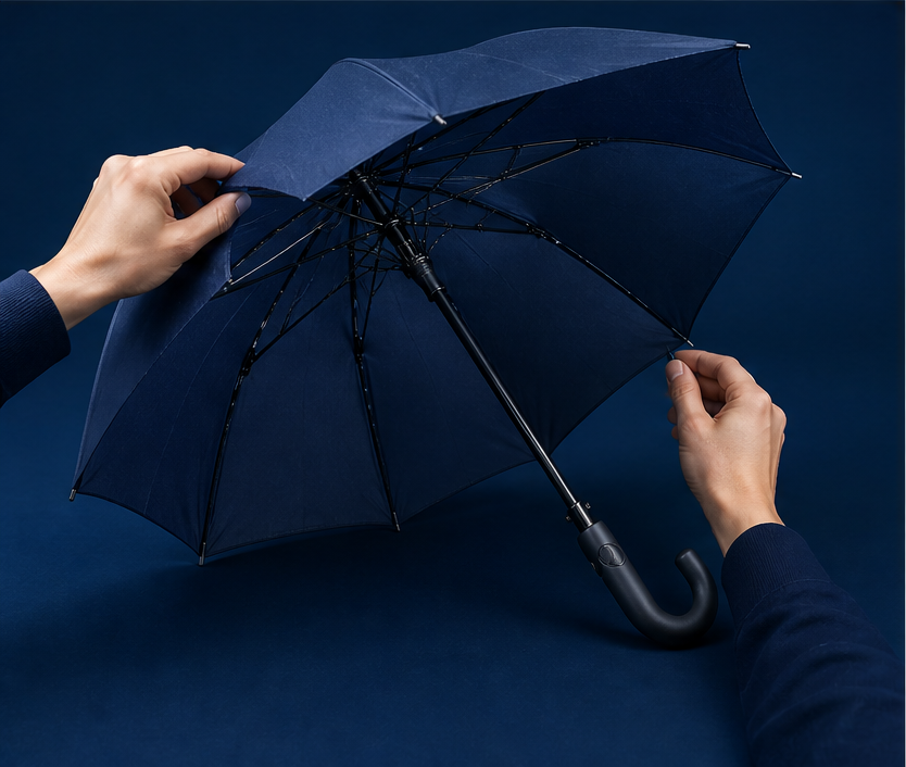 雨伞商品图:控制伞面褶皱
